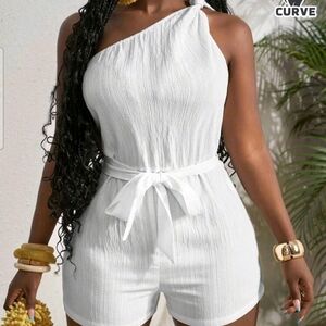 SHEIN White One-Shoulder Jumpsuit